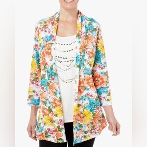 Cathy Daniels 3X Floral Studded Fly Away Colorful Blouse